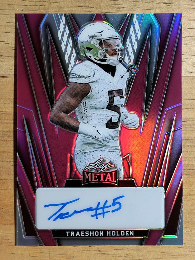 2024 Leaf Metal Autographs Prismatic Pink #BATH1 Traeshon Holden