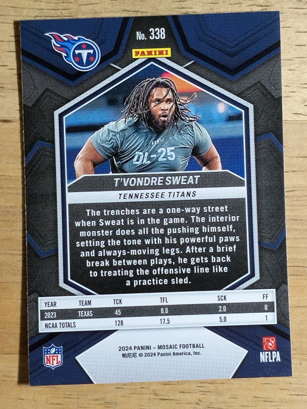 2024 Panini Mosaic #338 T'Vondre Sweat RC