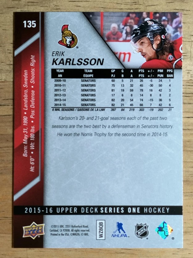 2015-16 Upper Deck #135 Erik Karlsson