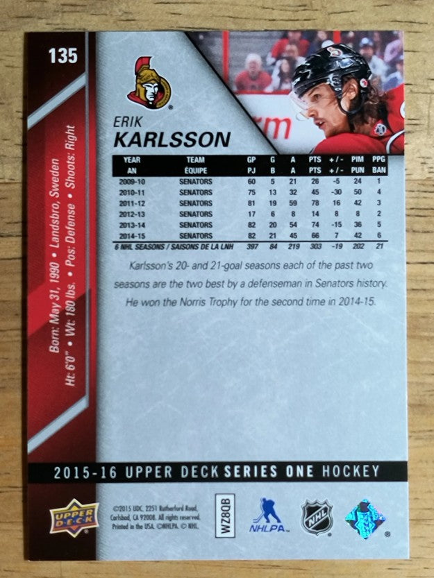 2015-16 Upper Deck #135 Erik Karlsson