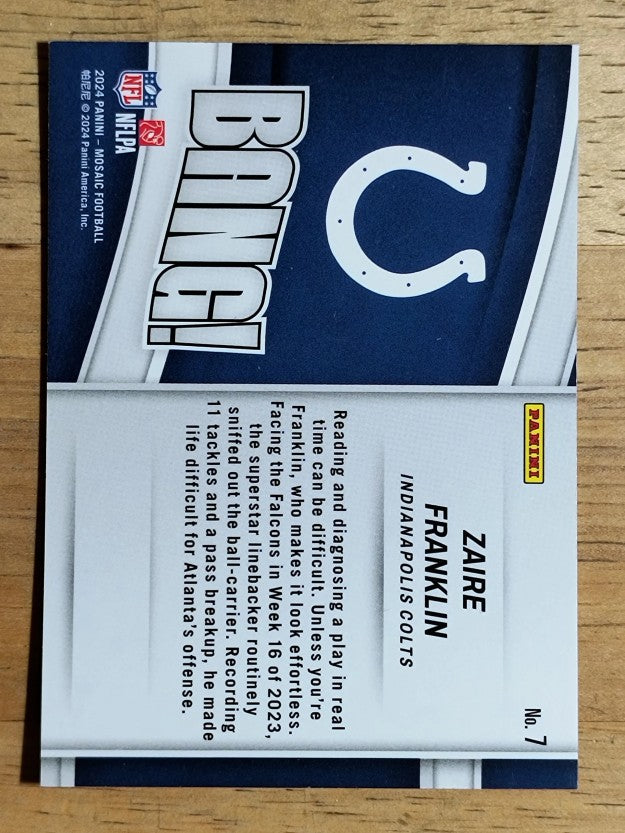 2024 Panini Mosaic Bang! #7 Zaire Franklin