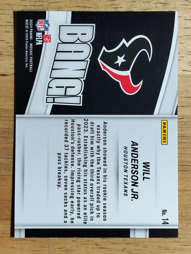 2024 Panini Mosaic Bang! #14 Will Anderson Jr.