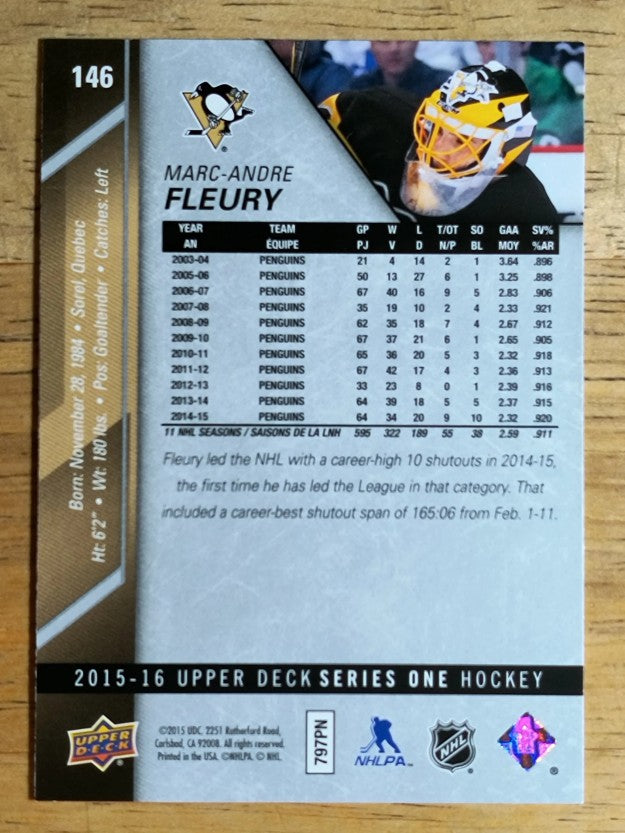 2015-16 Upper Deck #146 Marc-Andre Fleury