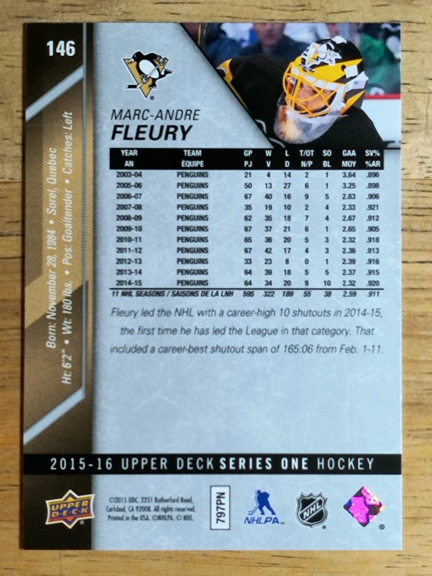 2015-16 Upper Deck #146 Marc-Andre Fleury