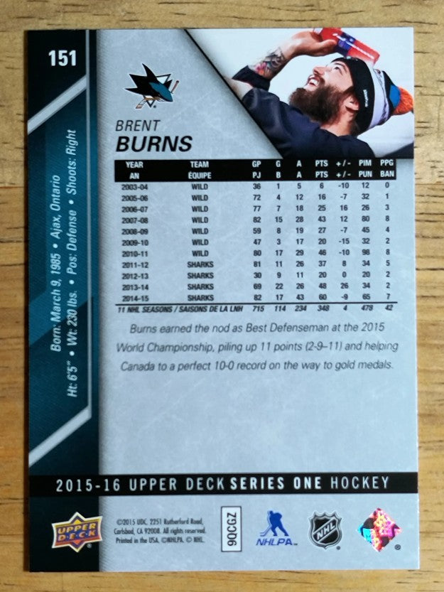 2015-16 Upper Deck #151 Brent Burns