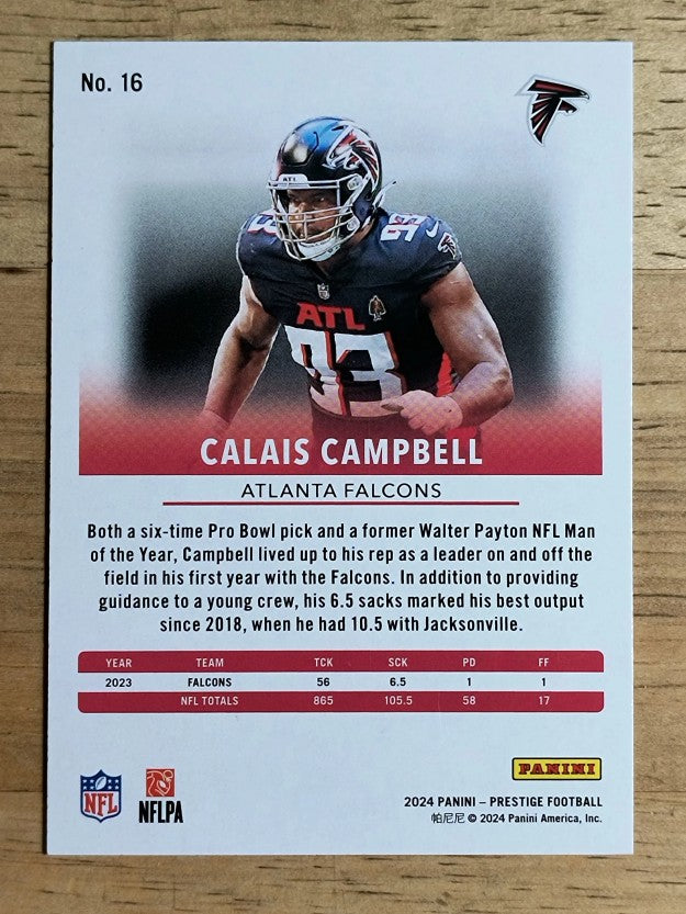 2024 Prestige Xtra Points Hyper #16 Calais Campbell