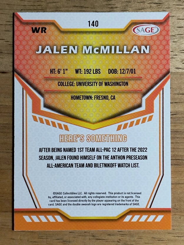 2024 SAGE HIT #140 Jalen McMillan