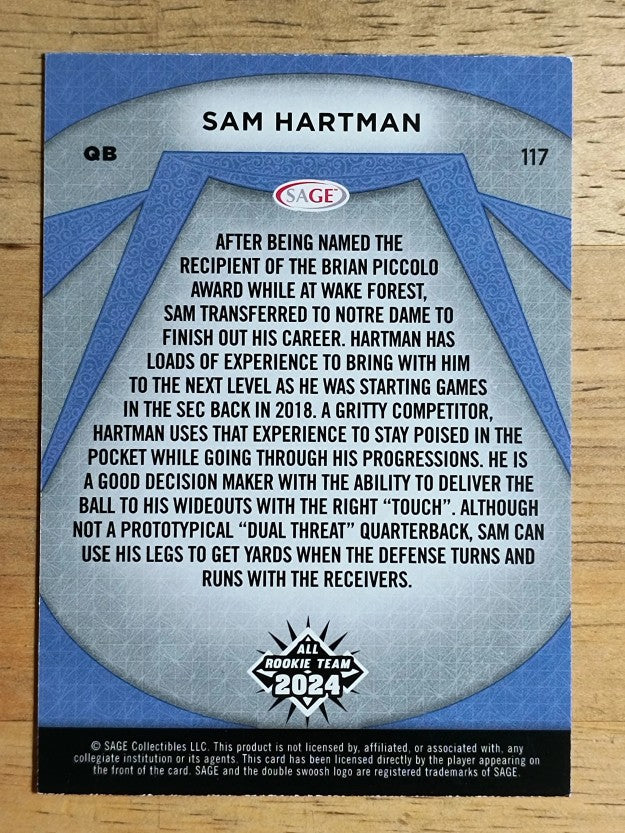 2024 SAGE HIT Blue #117 Sam Hartman ART