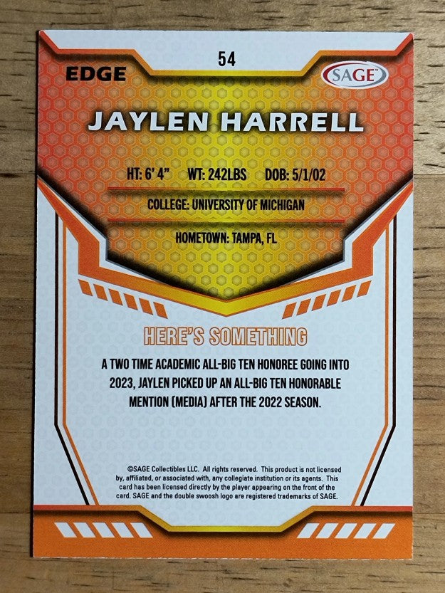 2024 SAGE HIT Silver #54 Jaylen Harrell