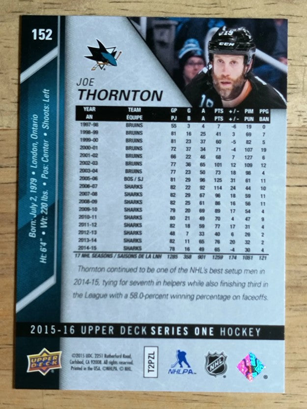 2015-16 Upper Deck #152 Joe Thornton