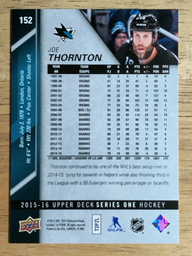 2015-16 Upper Deck #152 Joe Thornton