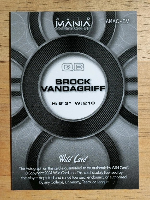 2024 Wild Card Auto Mania Circle Kaleidoscope Americana #AMACBV Brock Vandagriff