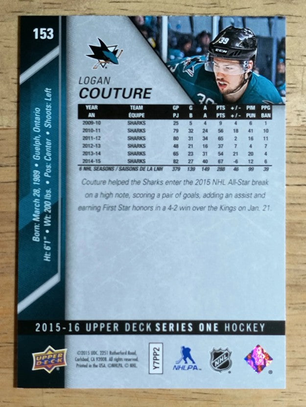 2015-16 Upper Deck #153 Logan Couture