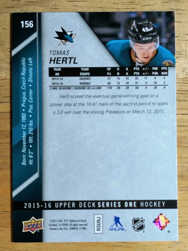 2015-16 Upper Deck #156 Tomas Hertl