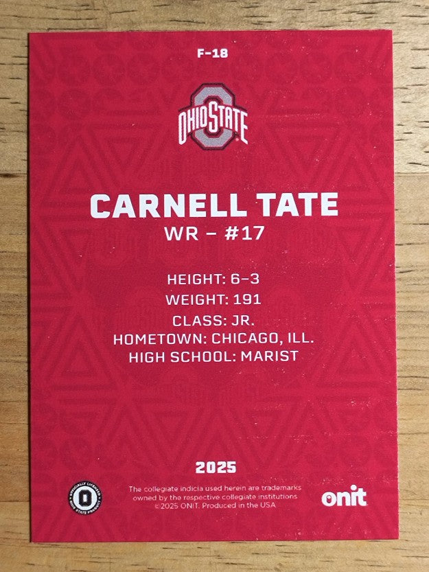 2025 Onit Black Ohio State Fusion Holo #F18 Carnell Tate