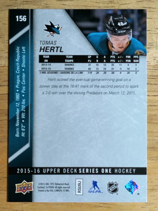 2015-16 Upper Deck #156 Tomas Hertl