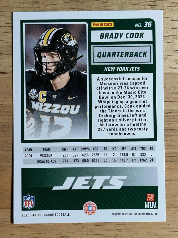 2025 Score Rookies Pumpkin #36 Brady Cook