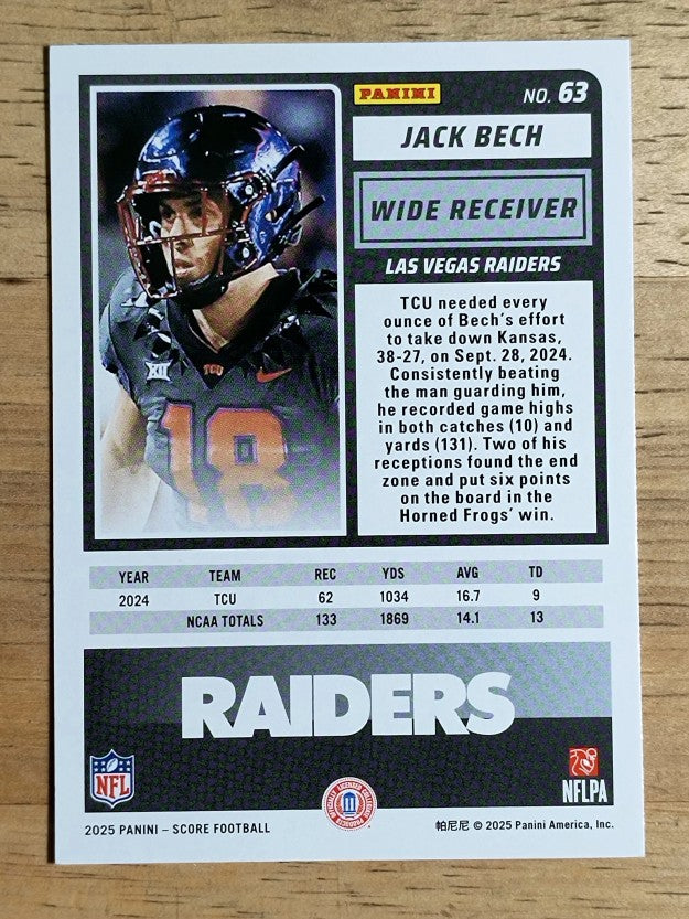2025 Score Rookies Pumpkin #63 Jack Bech