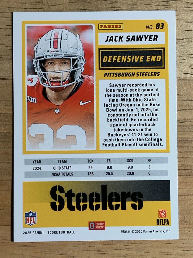 2025 Score Rookies Pumpkin #83 Jack Sawyer