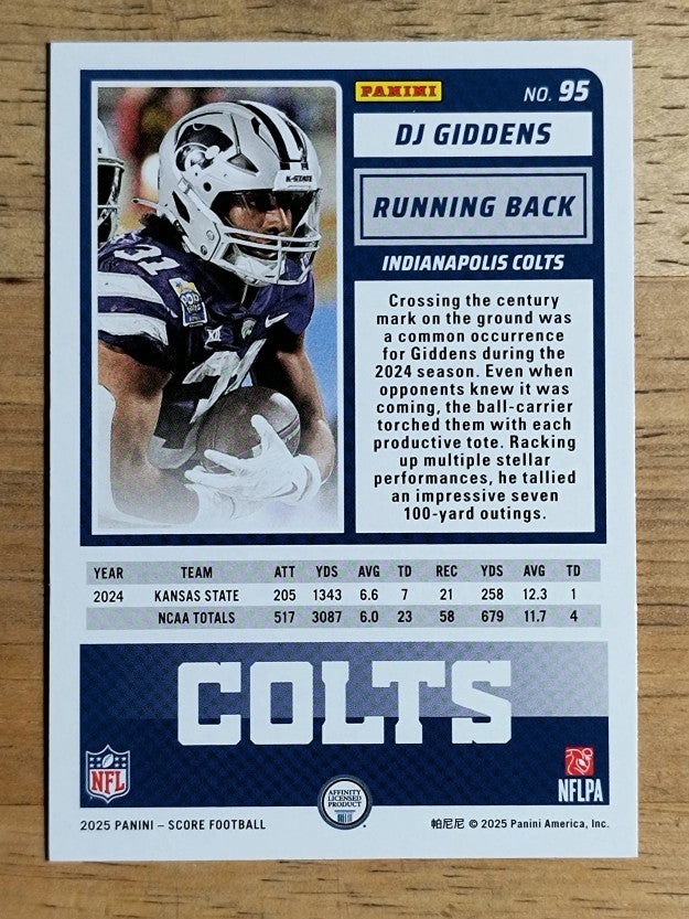 2025 Score Rookies Pumpkin #95 DJ Giddens