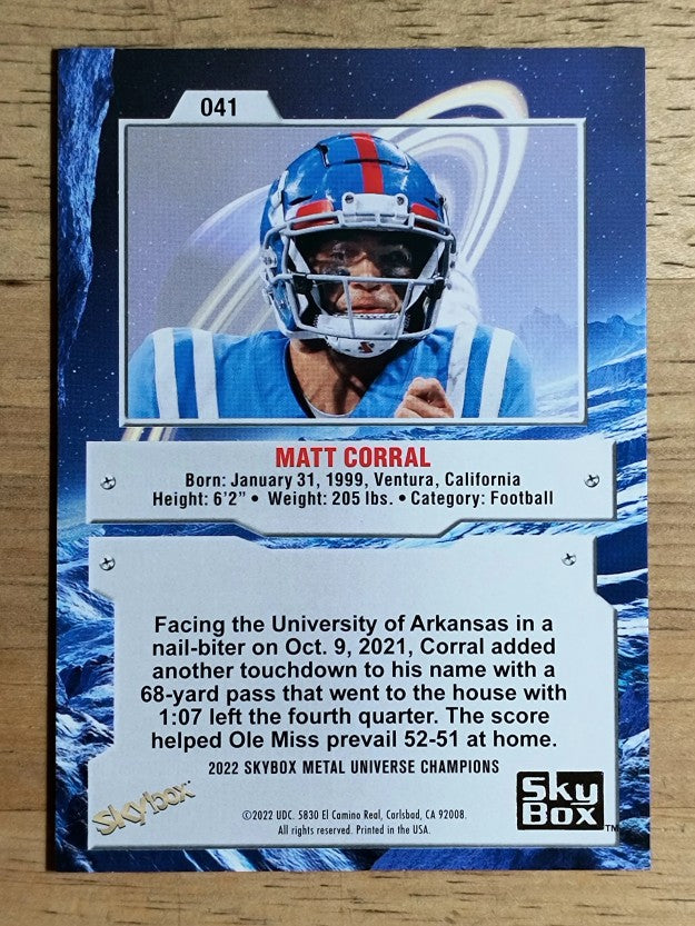 2022 Skybox Metal Universe Champions #41 Matt Corral