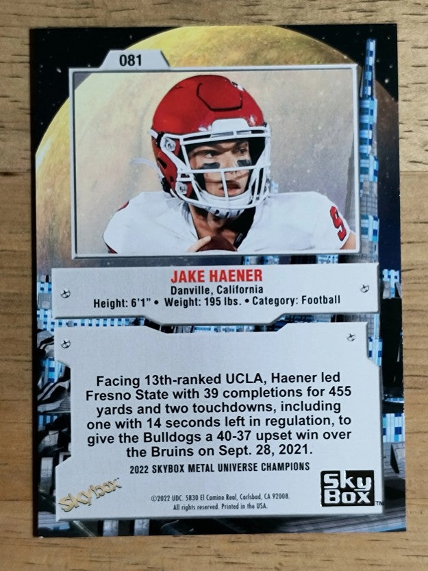 2022 Skybox Metal Universe Champions #81 Jake Haener