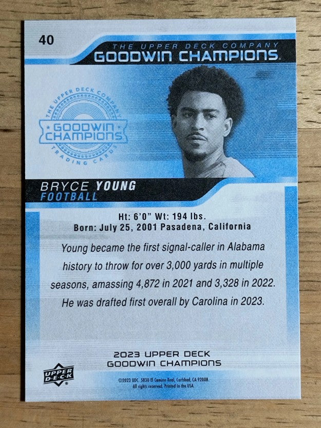 2023 Upper Deck Goodwin Champions #40 Bryce Young