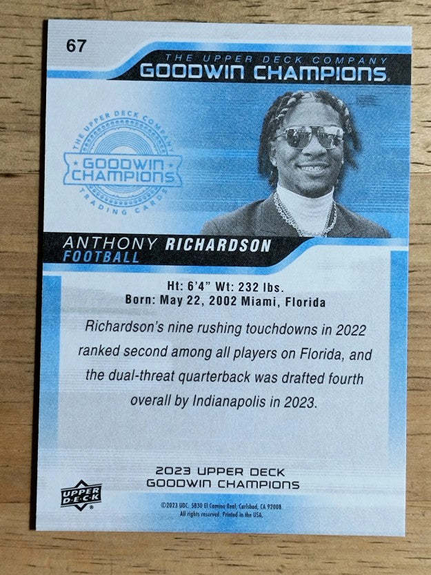 2023 Upper Deck Goodwin Champions #67 Anthony Richardson