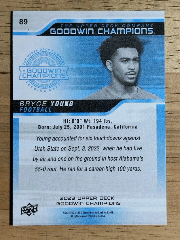 2023 Upper Deck Goodwin Champions #89 Bryce Young H