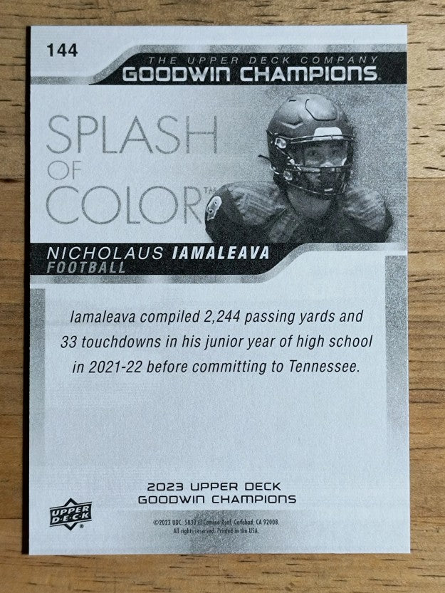 2023 Upper Deck Goodwin Champions #144 Nicholaus Iamaleava SC