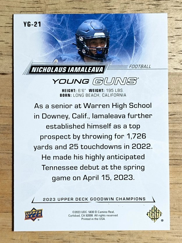 2023 Upper Deck Goodwin Champions Young Guns #YG21 Nicholaus Iamaleava
