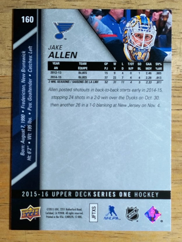 2015-16 Upper Deck #160 Jake Allen