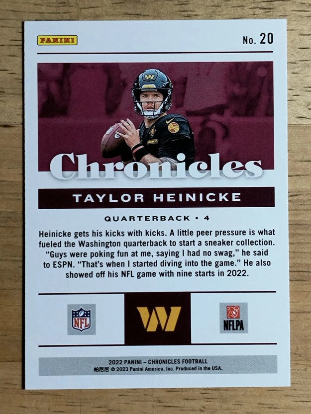2022 Panini Chronicles #20 Taylor Heinicke