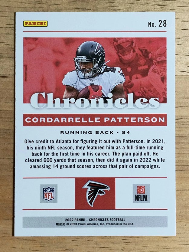 2022 Panini Chronicles #28 Cordarrelle Patterson