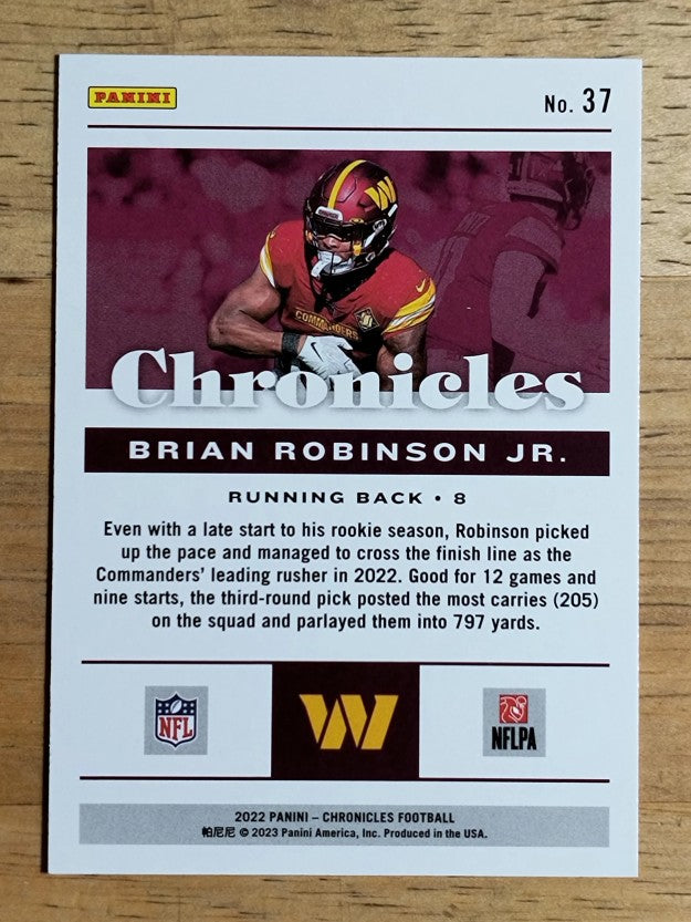 2022 Panini Chronicles #37 Brian Robinson Jr. RC