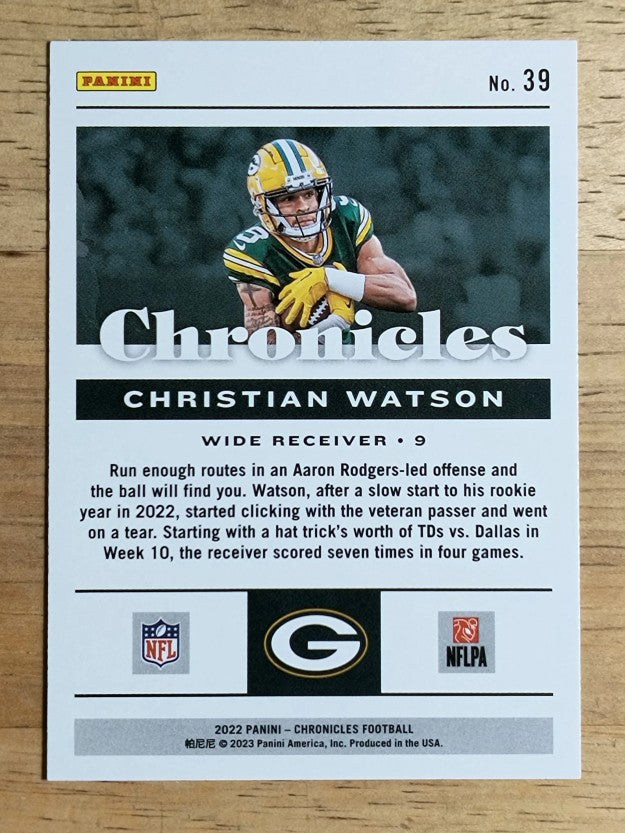 2022 Panini Chronicles #39 Christian Watson RC