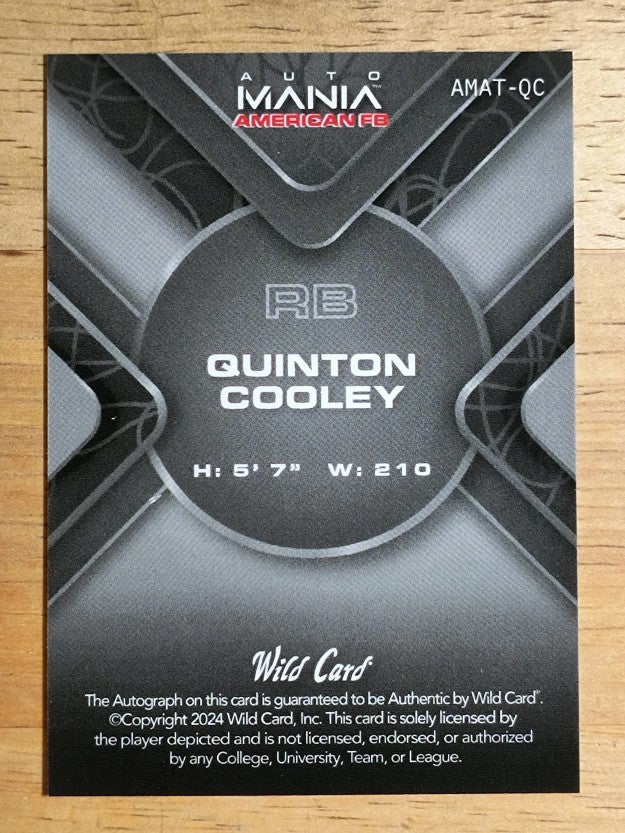 2024 Wild Card Auto Mania American Square Lazers Mt. Rushmore Quinton Cooley