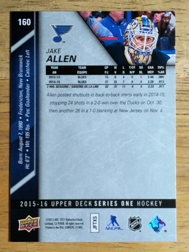 2015-16 Upper Deck #160 Jake Allen