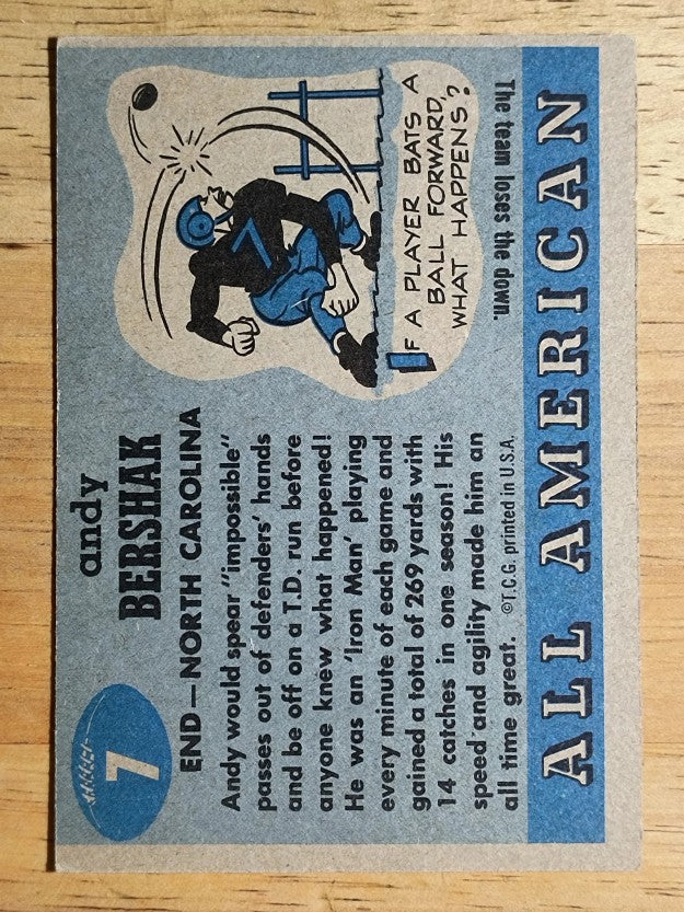 1955 Topps All American #7 Andy Bershak RC (EX)