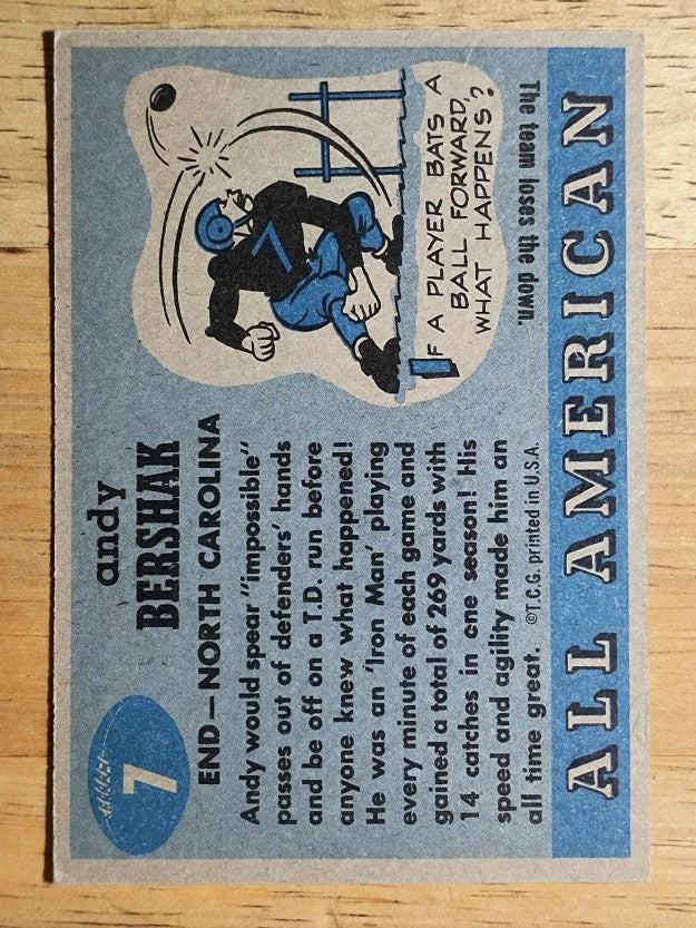 1955 Topps All American #7 Andy Bershak RC (EXMT)