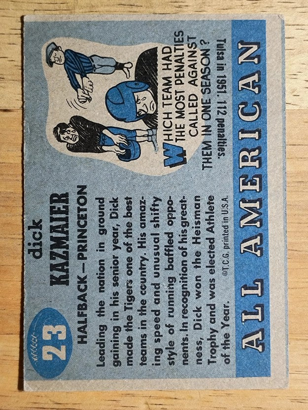1955 Topps All American #23 Dick Kazmaier RC (VGEX)