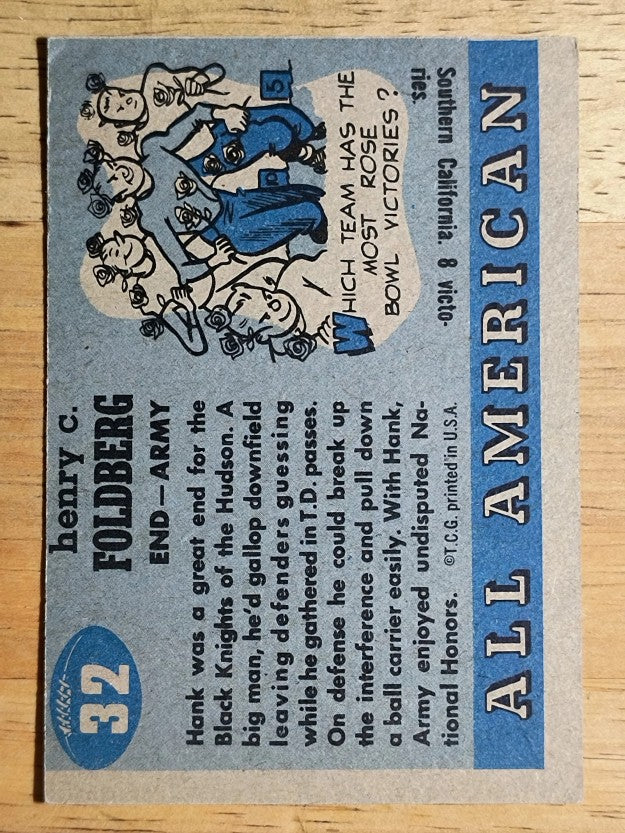 1955 Topps All American #32 Hank Foldberg RC (VGEX)