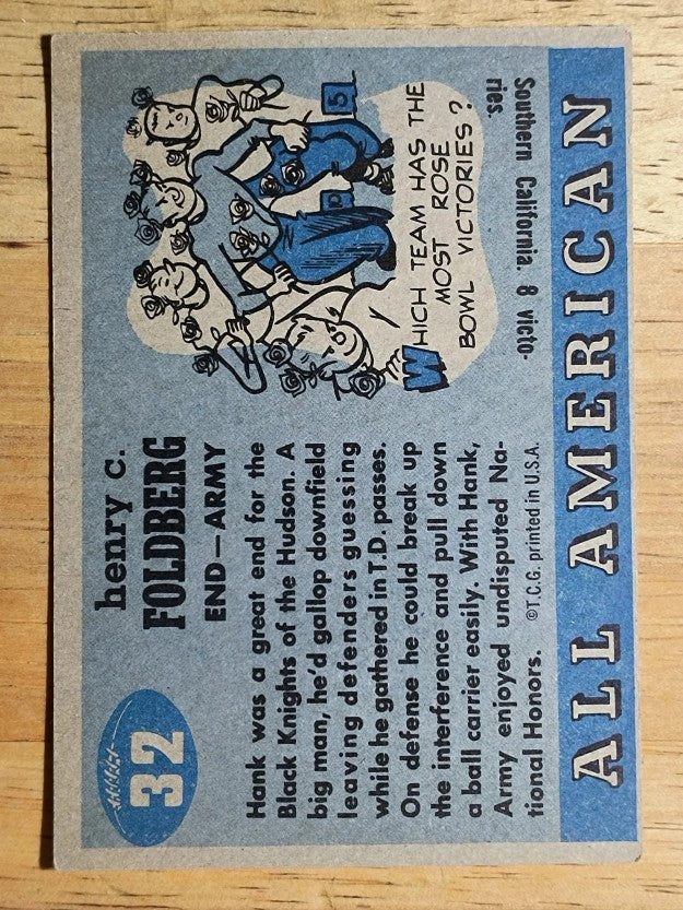 1955 Topps All American #32 Hank Foldberg RC (VG)