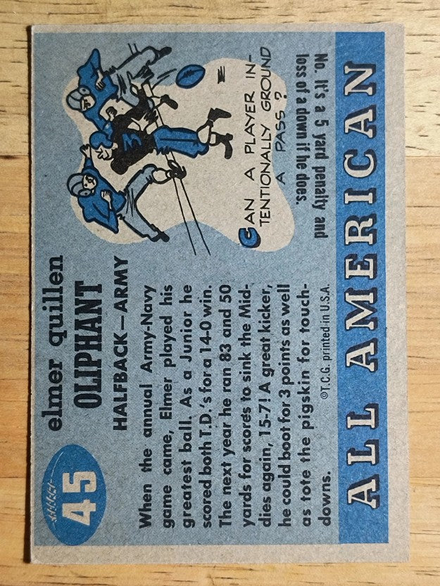 1955 Topps All American #45 Elmer Oliphant RC (VGEX)