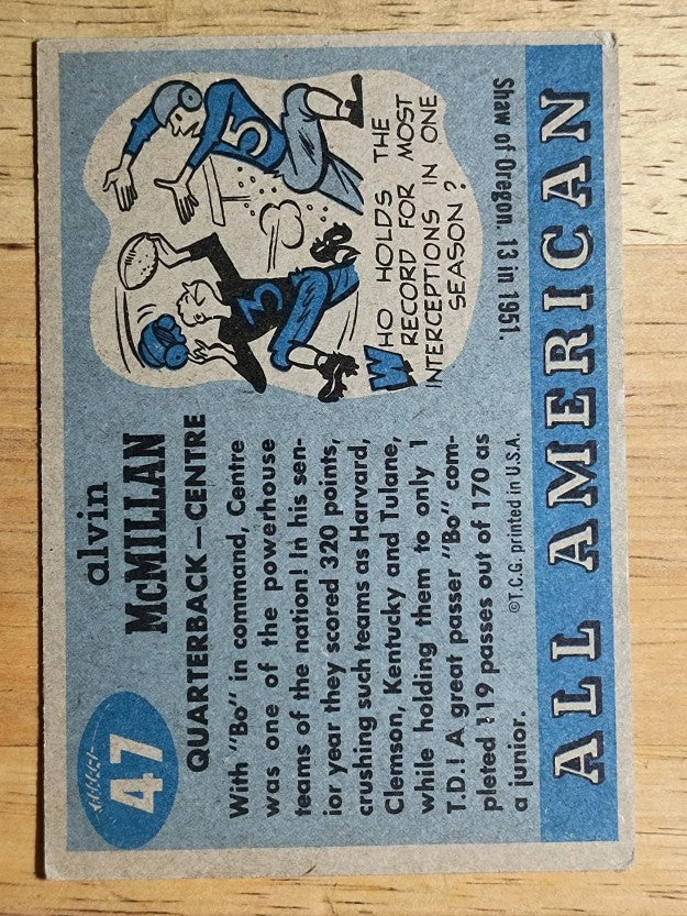 1955 Topps All American #47 Bo McMillin RC (EX)