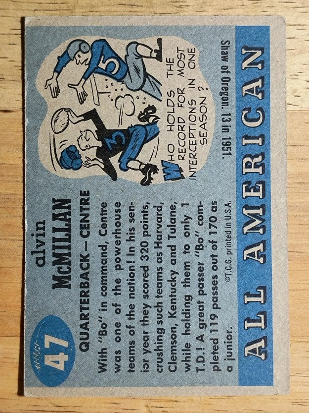 1955 Topps All American #47 Bo McMillin RC (EX)