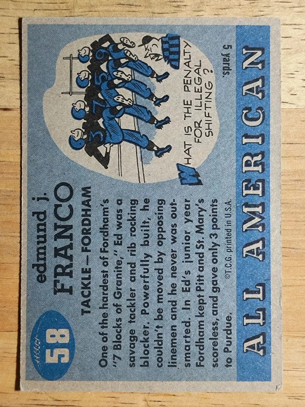 1955 Topps All American #58 Ed Franco RC (VGEX)