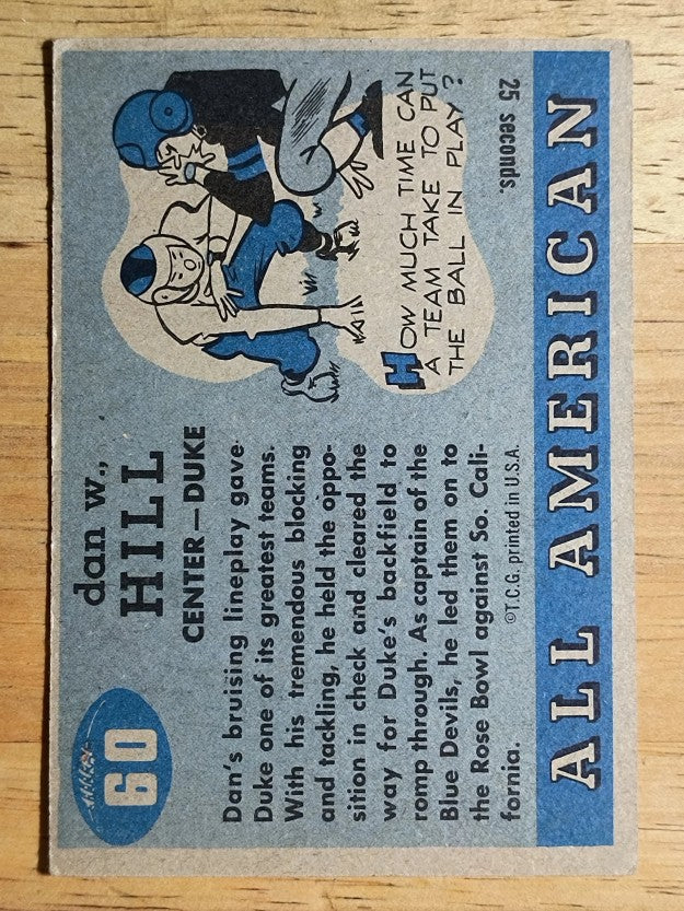 1955 Topps All American #60 Dan Hill RC (EX)