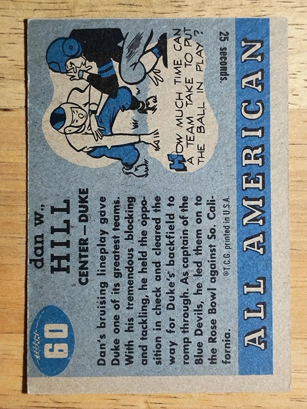 1955 Topps All American #60 Dan Hill RC (VG)