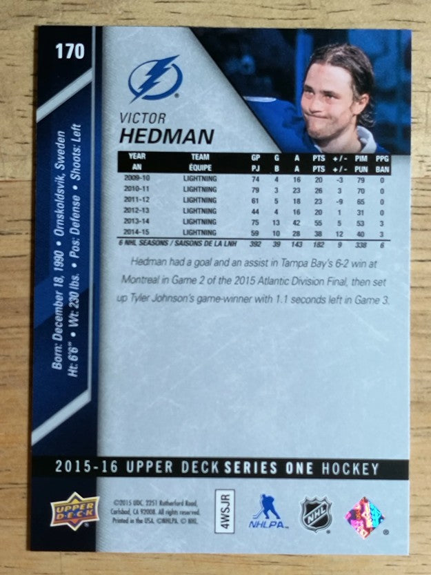 2015-16 Upper Deck #170 Victor Hedman